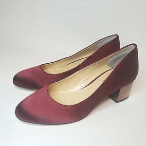 Vince Camuto Im-Helsh Currant Burgundy Holiday Christmas Satin shiny Heel Pump